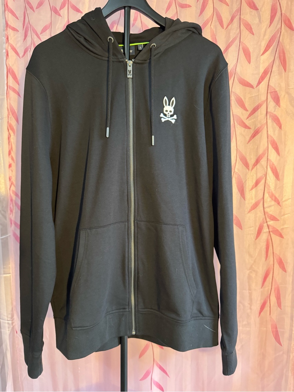 Psycho Bunny Black Hoodie with Neon Green Trim